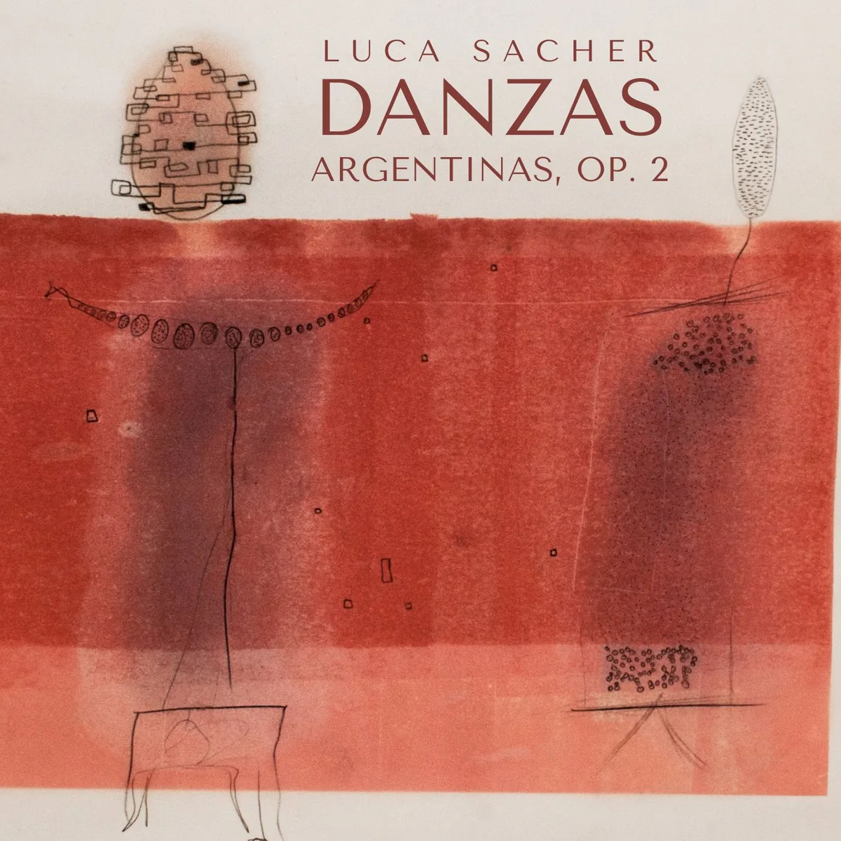 La copertina di Danzas Argentinas: un disegno rosso e nero di Nicolò Brezza